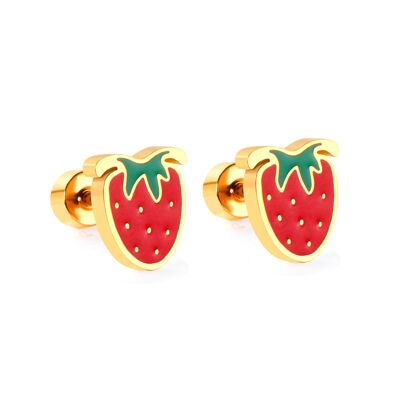 Boucles d'oreilles clous fraise