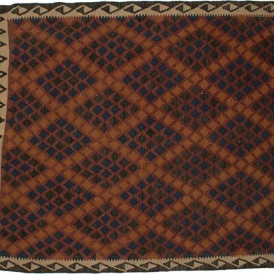 Afghan Maimana Kilim 196x154 Hand-Woven Carpet 150x200 Multicolored Geometric Pattern
