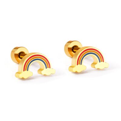 Orecchini a bottone arcobaleno