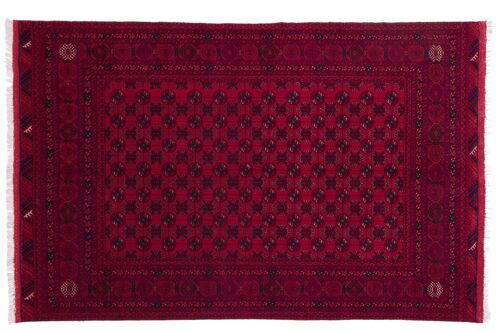 Afghan Orientteppich 194x125 Handgeknüpft Teppich 130x190 Rot Geometrisch Muster