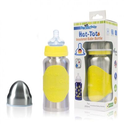 Stainless steel 10h isothermal bottle - evolutive 0-5 years -200 ml - YELLOW Silver