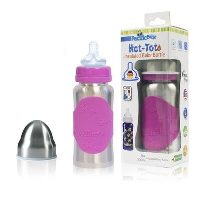 Stainless steel 10h isothermal bottle - evolutive 0-5 years -200 ml - PINK Silver