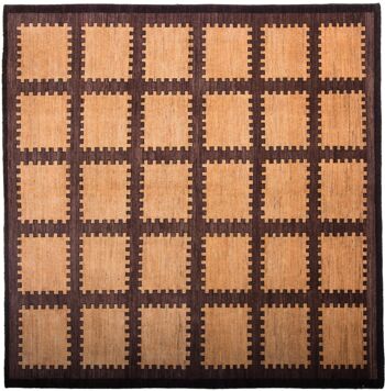 Tapis Afghan Modern Chobi Ziegler 203x210 noué main 210x200 carré beige 1