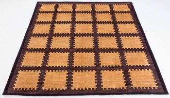 Tapis Afghan Modern Chobi Ziegler 203x210 noué main 210x200 carré beige 2