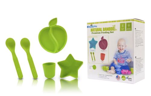 Set vaisselle en bambou enfant 4 pièces - VERT