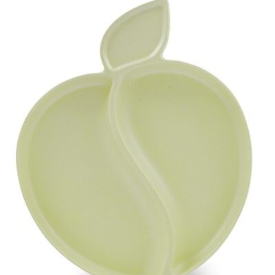 Bamboo plate 2 compartments in the shape of an apple - CREAM