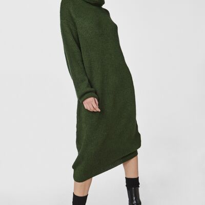 MELCHOR Midi-Knitted Dress With Turtleneck in Green