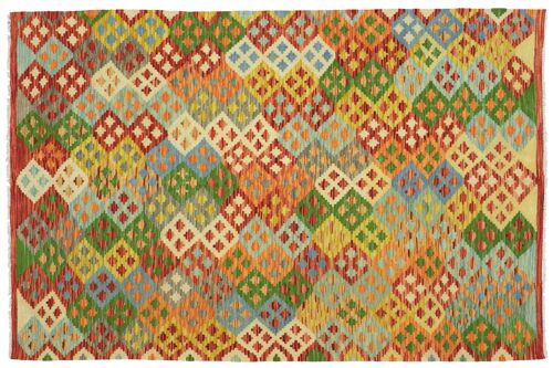 Afghan Maimana Kelim Bunt 198x152 Handgewebt Teppich 150x200 Handarbeit Orient Zimmer