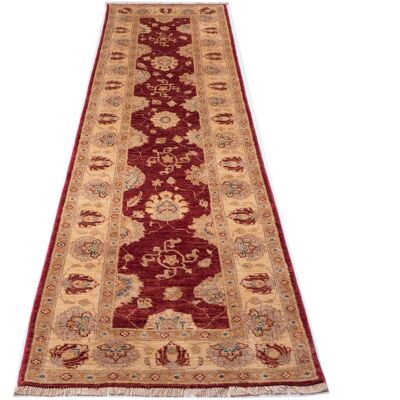 Afghan Chobi Ziegler 294x79 alfombra anudada a mano 80x290 runner rojo oriental