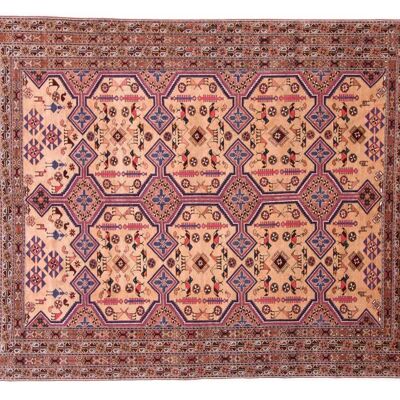 Afghan Mauri Kabul 280x198 hand-knotted carpet 200x280 red geometric pattern, low pile