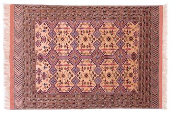 Tapis Afghan Mauri Kabul 280x198 noué main 200x280 motif géométrique rouge, poils ras 1