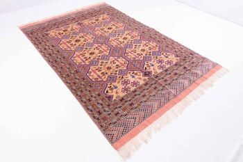 Tapis Afghan Mauri Kabul 280x198 noué main 200x280 motif géométrique rouge, poils ras 3