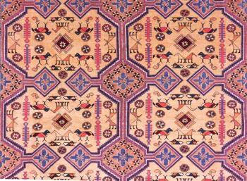 Tapis Afghan Mauri Kabul 280x198 noué main 200x280 motif géométrique rouge, poils ras 5