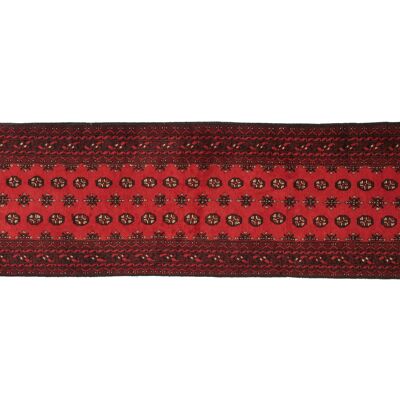 Afghan Aqcha 284x78 Handgeknüpft Teppich 80x280 Läufer Rot Geometrisch Kurzflor Orient