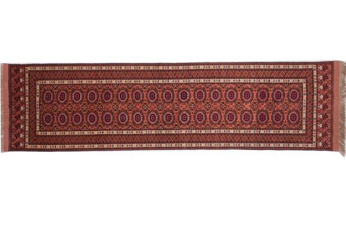 Afghan Mauri Kabul 297x80 Handgeknüpft Teppich 80x300 Läufer Braun Geometrisch Muster