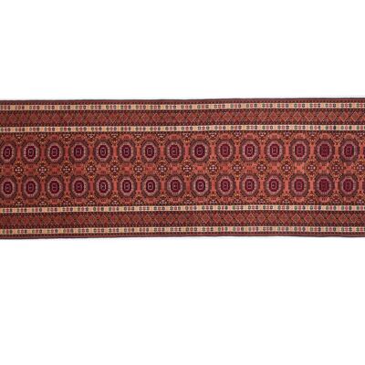 Afghan Mauri Kabul 297x80 alfombra anudada a mano 80x300 corredor patrón geométrico marrón