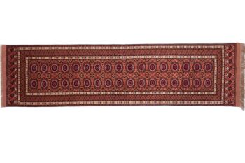 Tapis Afghan Mauri Kabul 297x80 noué main 80x300 tapis de passage marron motif géométrique 1
