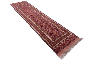 Tapis Afghan Mauri Kabul 297x80 noué main 80x300 tapis de passage marron motif géométrique 3