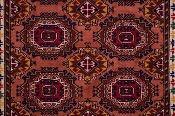 Tapis Afghan Mauri Kabul 297x80 noué main 80x300 tapis de passage marron motif géométrique 5