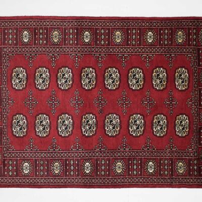 Tappeto Pakistan Silk Touch 155x93 annodato a mano 90x160 fantasia geometrica rosso, pelo corto