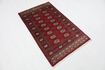 Tapis Pakistan Silk Touch 155x93 noué main 90x160 motif géométrique rouge, poils ras 3