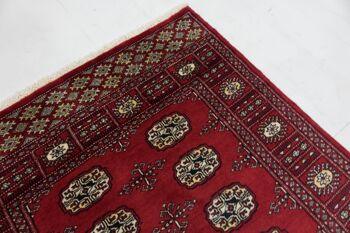 Tapis Pakistan Silk Touch 155x93 noué main 90x160 motif géométrique rouge, poils ras 4