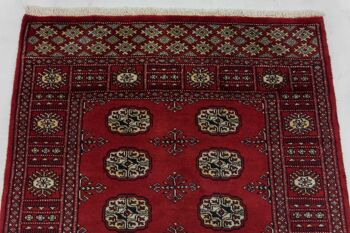 Tapis Pakistan Silk Touch 155x93 noué main 90x160 motif géométrique rouge, poils ras 5