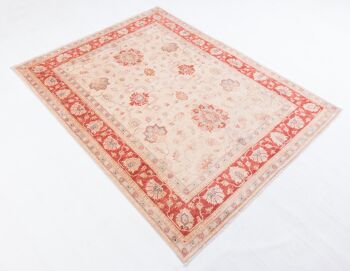 Tapis Afghan Feiner Chobi Ziegler 197x152 noué main 150x200 motif fleur beige 3