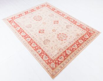 Tapis Afghan Feiner Chobi Ziegler 197x152 noué main 150x200 motif fleur beige 4