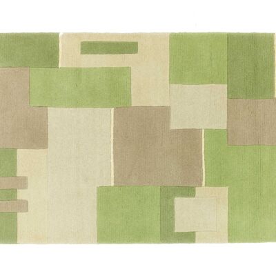 Népal 160x94 tapis noué main 90x160 motif géométrique vert tapis d'Orient à poils courts