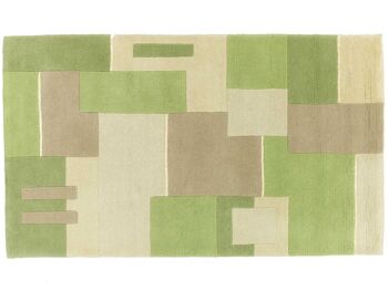 Népal 160x94 tapis noué main 90x160 motif géométrique vert tapis d'Orient à poils courts 1