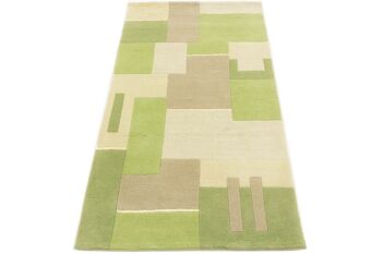 Népal 160x94 tapis noué main 90x160 motif géométrique vert tapis d'Orient à poils courts 2