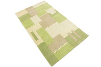 Népal 160x94 tapis noué main 90x160 motif géométrique vert tapis d'Orient à poils courts 3