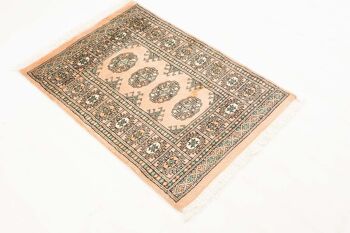 Tapis Pakistan Boukhara 91x64 noué main 60x90 motif géométrique beige, poils ras 2