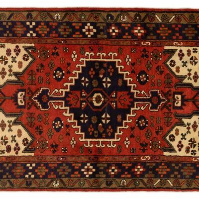 Tappeto Persiano Hamadan 142x92 annodato a mano 90x140 medaglione multicolore a pelo corto Orient
