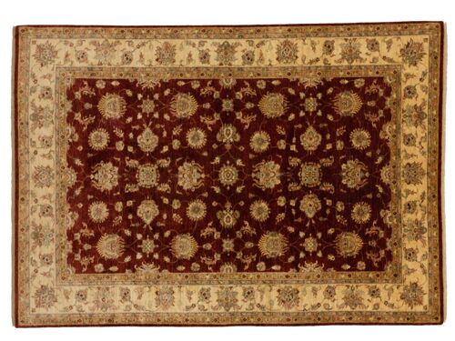 Afghan Chobi Ziegler 300x212 Handgeknüpft Teppich 210x300 Rot Blumenmuster Kurzflor