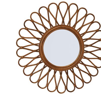 Flower 50 mirror by Pagan - honey varnished rattan