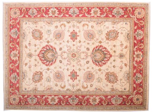 Afghan Feiner Chobi Ziegler 199x150 Handgeknüpft Teppich 150x200 Beige Blumenmuster