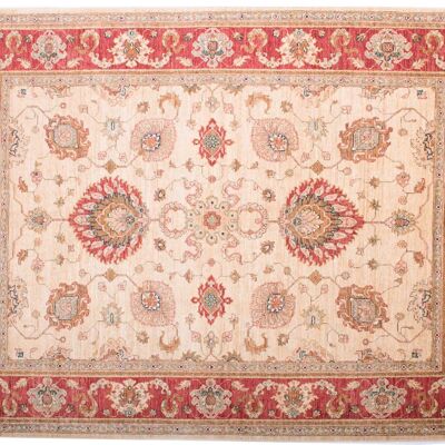 Tapis Afghan Fine Chobi Ziegler 199x150 noué main 150x200 motif fleur beige