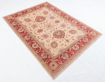 Tapis Afghan Fine Chobi Ziegler 199x150 noué main 150x200 motif fleur beige 3