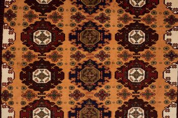 Tapis Afghan Mauri Kabul 157x116 noué main 120x160 motif géométrique rouge, poils ras 5