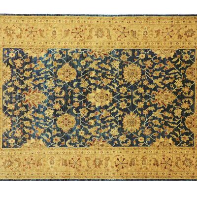 Afghan Chobi Ziegler 281x201 hand-knotted carpet 200x280 blue floral short pile Orient