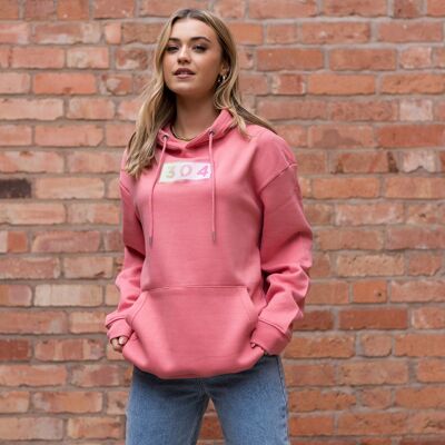 304 Womens Colour Mesh Hoodie Dusty Pink
