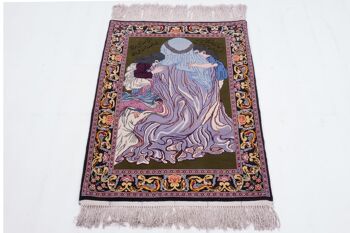 Tapis persan Ispahan 101x71 noué main 70x100 motifs photo multicolores poils courts Orient 2