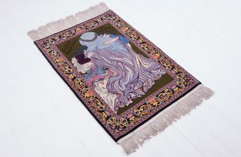 Tapis persan Ispahan 101x71 noué main 70x100 motifs photo multicolores poils courts Orient 3