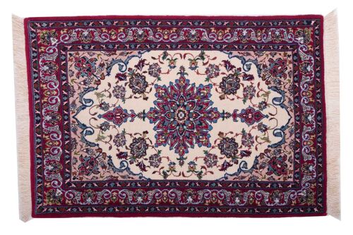 Perser Isfahan 106x72 Handgeknüpft Teppich 70x110 Mehrfarbig Orientalisch Kurzflor