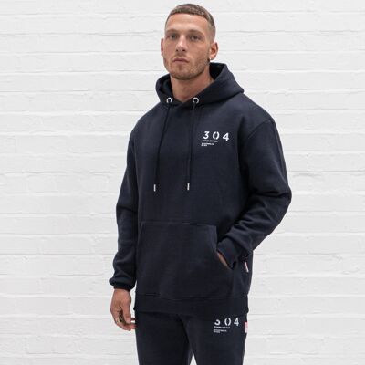 304 Mens Core One Hundred Stamp Hoodie Navy