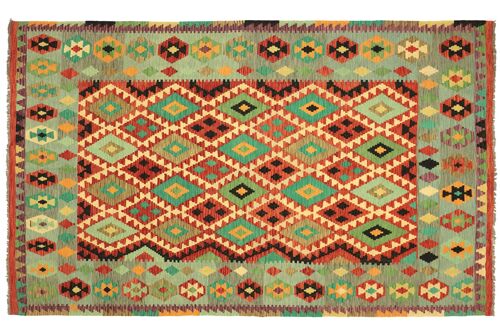 Afghan Maimana Kelim Bunt 294x204 Handgewebt Teppich 200x290 Handarbeit Orient Zimmer