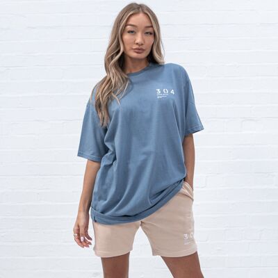 304 Womens One Hundred Stamp Relaxed Fit T Shirt Dusty Blue