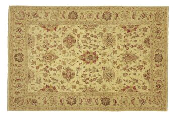 Tapis Afghan Chobi Ziegler 232x174 noué main 170x230 beige fleuri poil court Orient 1